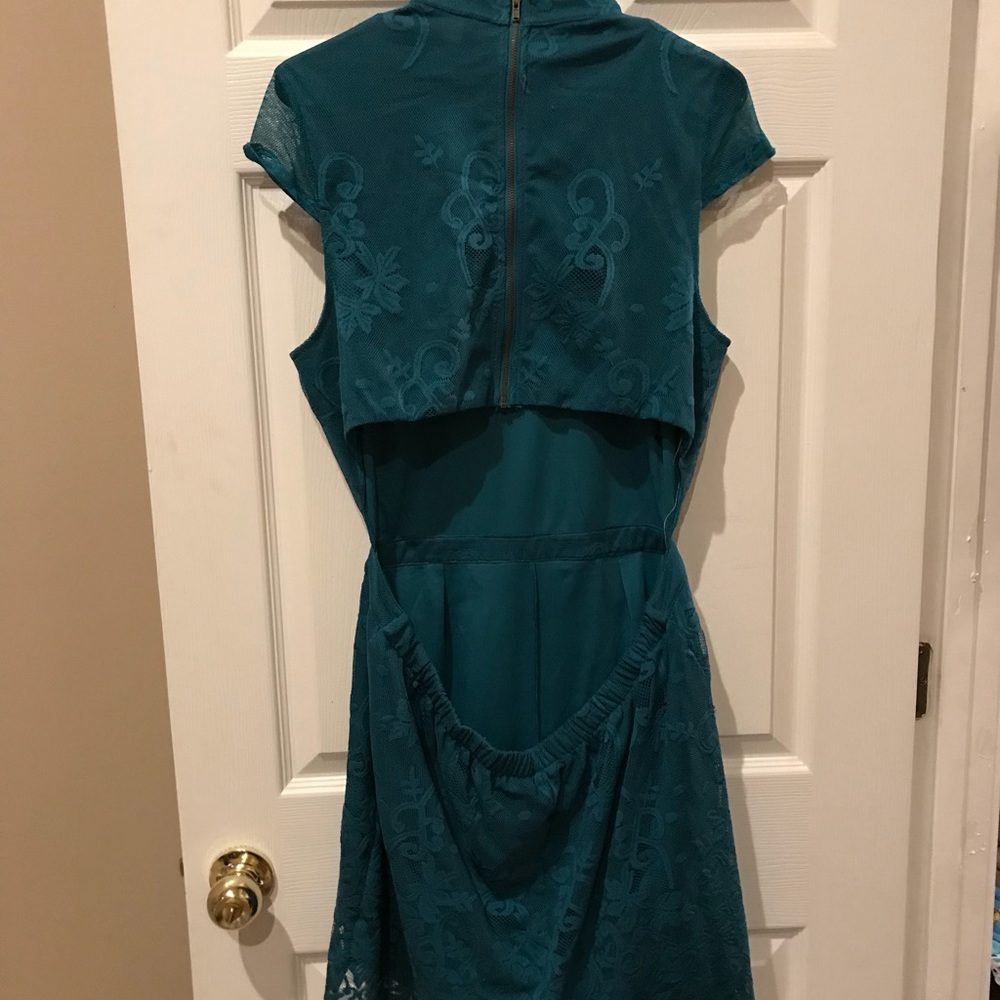 Jade colored lace romper